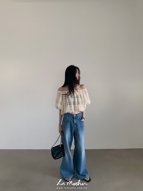 浪滿垂墜鬆緊寬領上衣